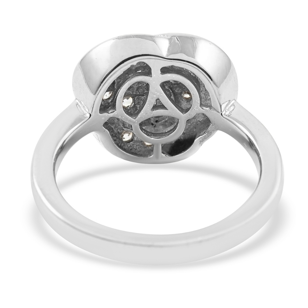 PLATINUM OVER STERLING SIMULATED DIAMOND SWIRL RING - Picture 3 of 5